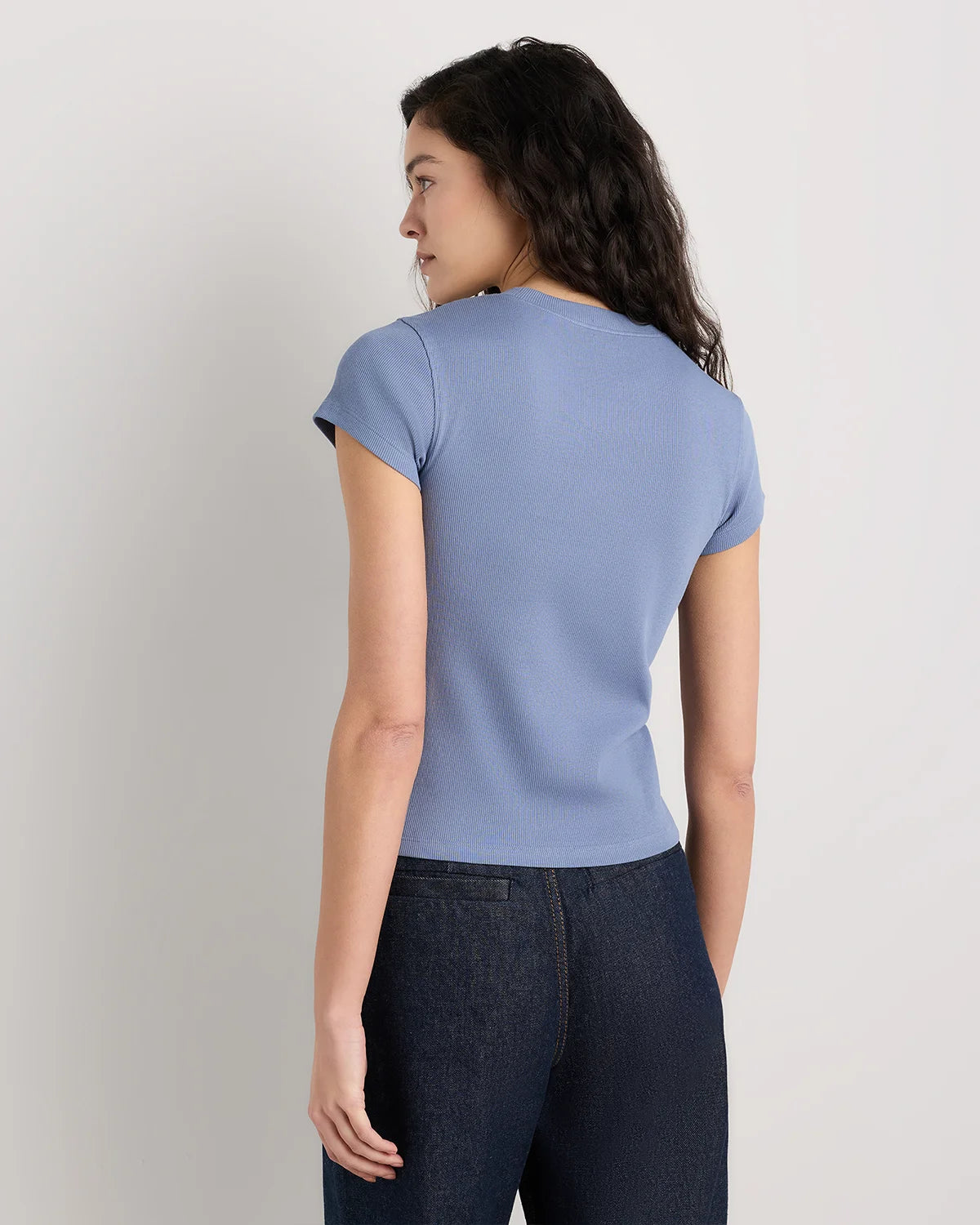 Organic Cotton Micro-Rib Crewneck Tee - XS / Heather Oatmeal