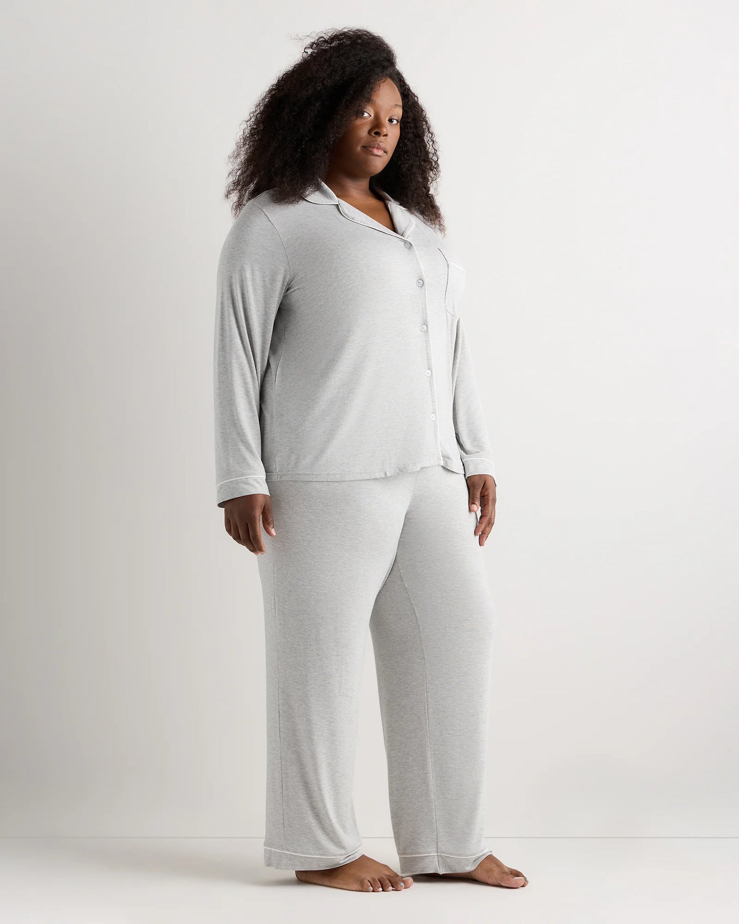 Bamboo Jersey Long Sleeve Pajama Set - 1X / Black