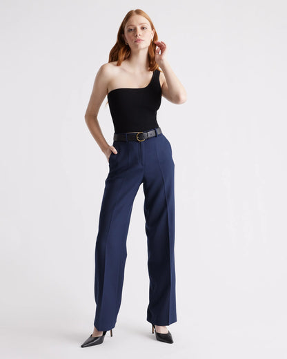 Cropped One Shoulder Ribbed Knit Tank - XS / Black
