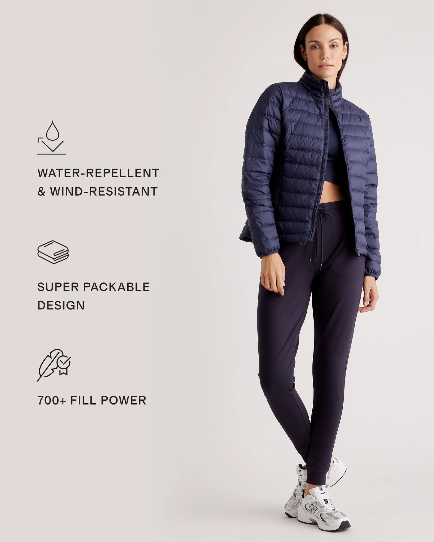 Lightweight Down Packable Puffer Jacket - XS / Black