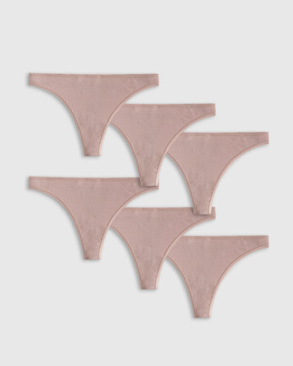 Organic Cotton Thong (6-pack) - XS / Mink
