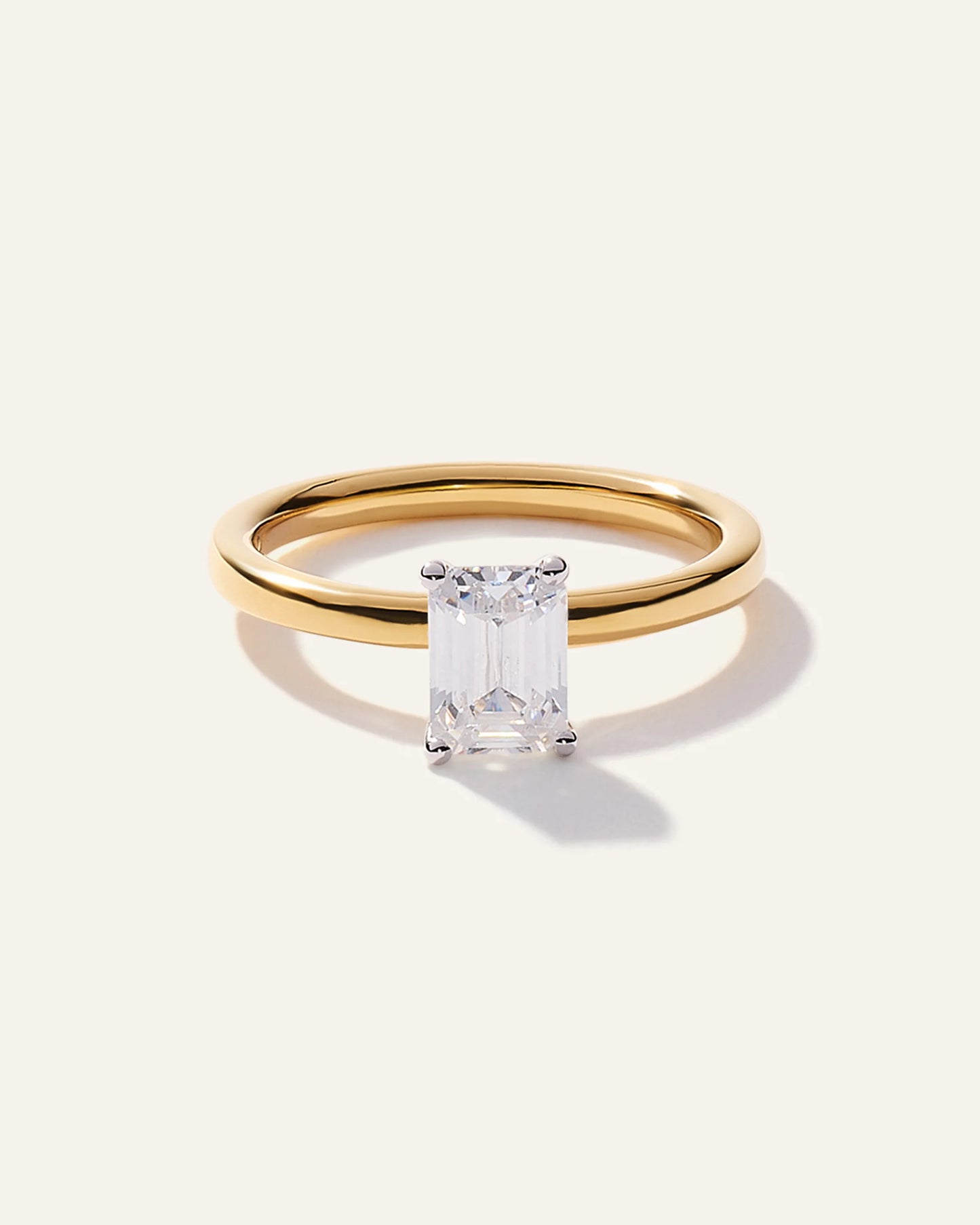 Lab Grown Diamond Emerald Comfort Fit Engagement Ring - 1ct - 4 / Yellow Gold