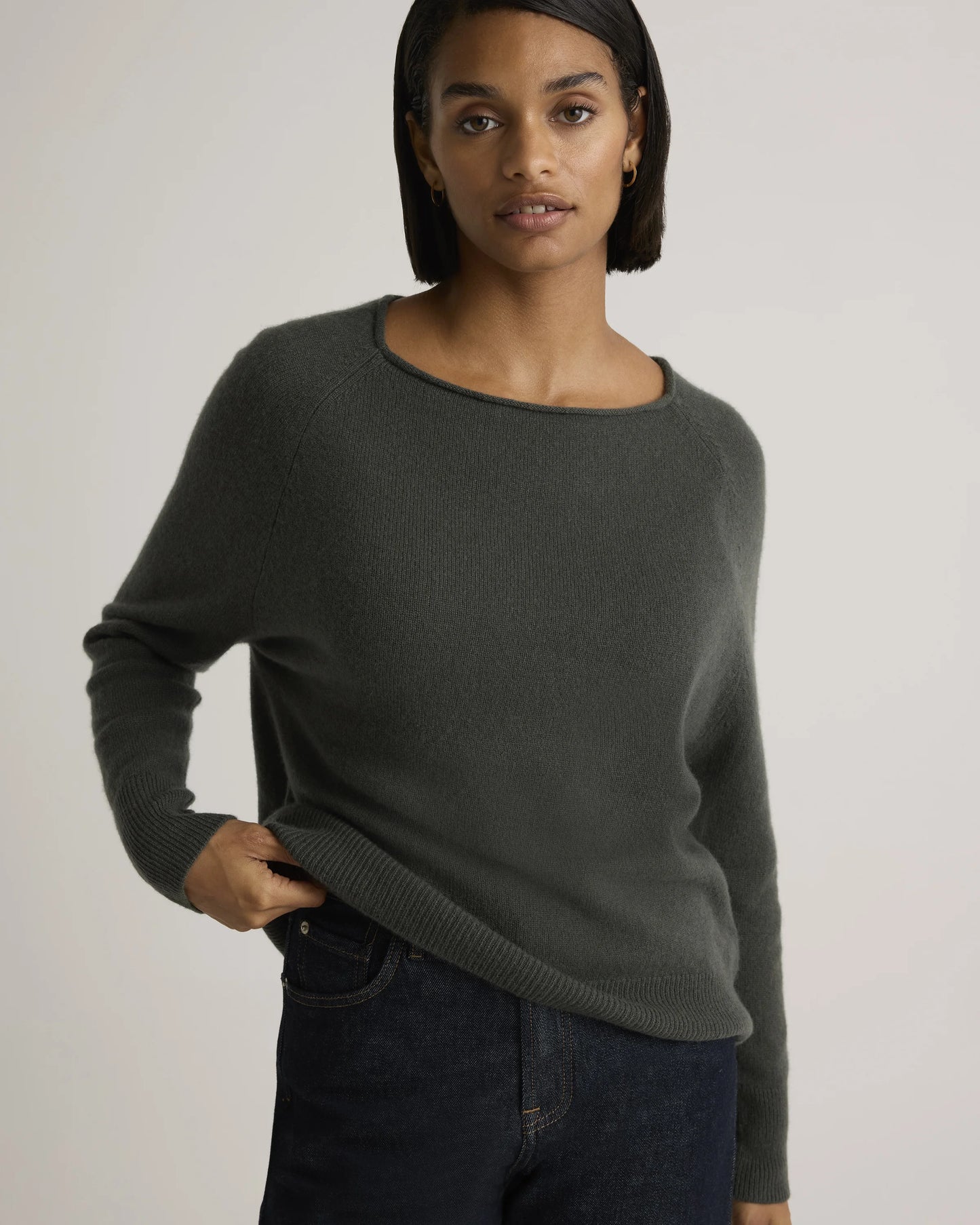 Mongolian Cashmere Boatneck Sweater - XS / Black