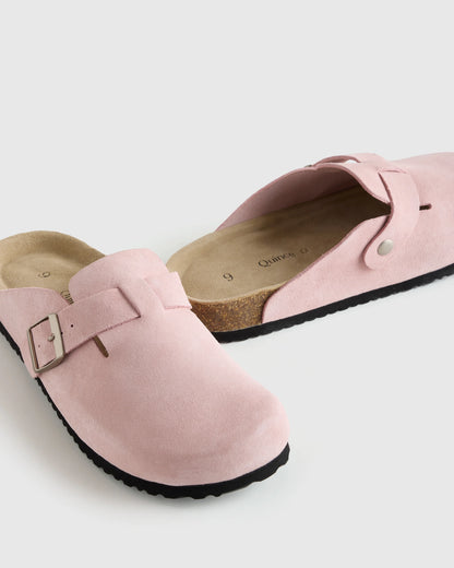 Water Repellent Suede Clog Mule - 5 / Dune