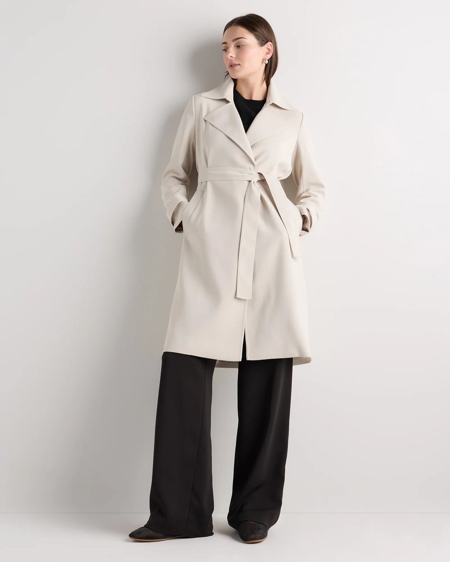 Stretch Crepe Trench Coat - XS / Olive