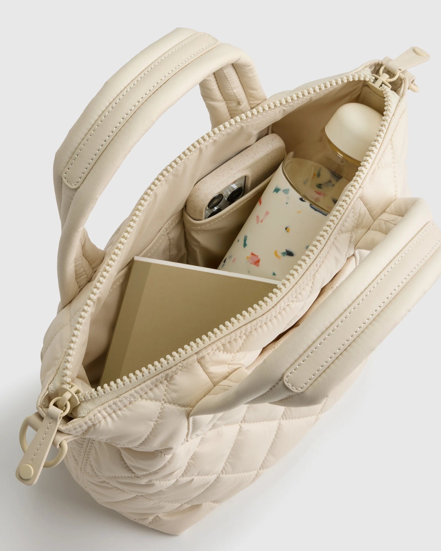 Transit Quilted Small Crossbody Tote - One Size / Taupe Brown