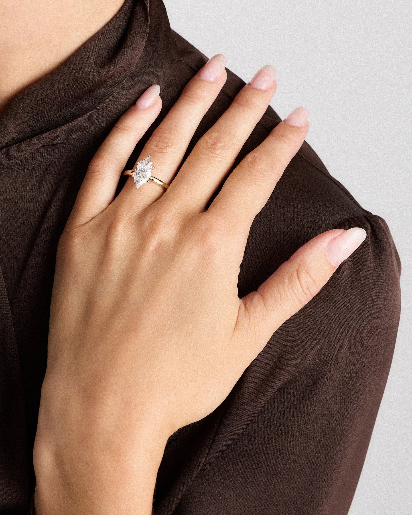 Lab Grown Diamond Marquise Comfort Fit Engagement Ring - 2.5ct - 4 / Yellow Gold