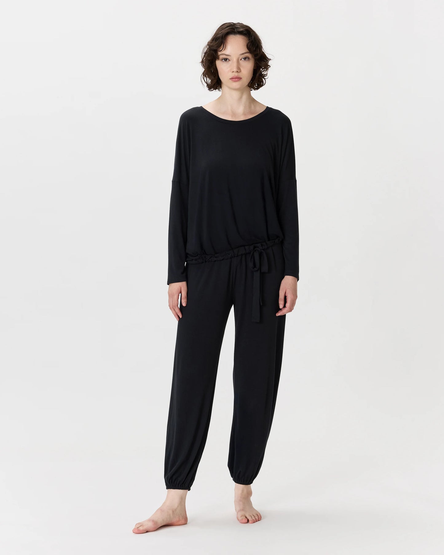 Bamboo Jersey Slouchy Pajama Set - XS / True Black