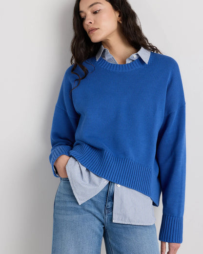 100% Organic Cotton Boyfriend Crew Sweater - XS / Speckled Beige
