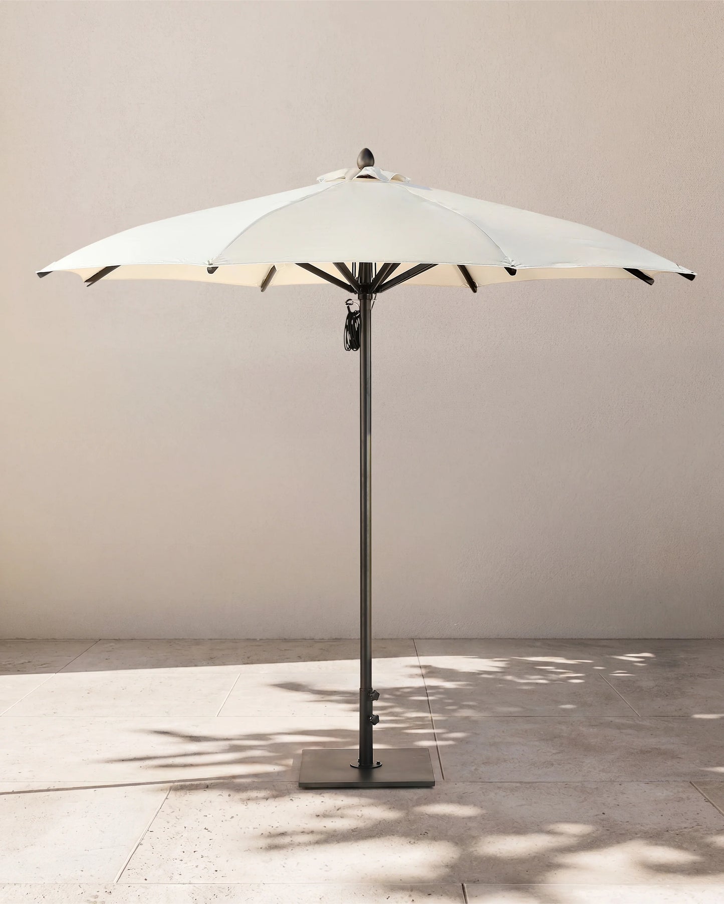 9' Round Sunbrella Outdoor Umbrella and Base - One Size / Natural/Black