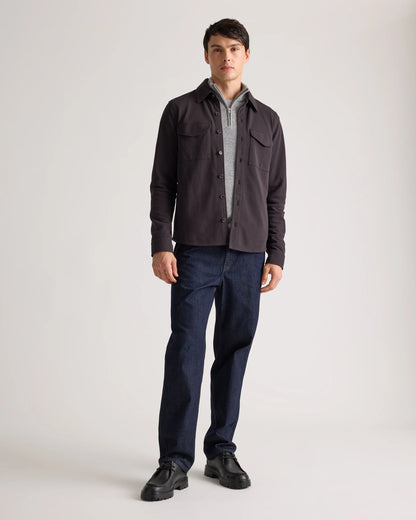 Cotton Pique Knit Overshirt - XS / Heather Charcoal