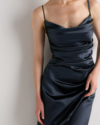 Juliette Stretch Satin Dress - 0 / Garden Sage Green