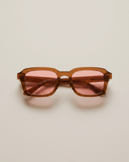 Tulum Polarized Acetate Sunglasses - Standard / Clear Spice with Deep Rose lens