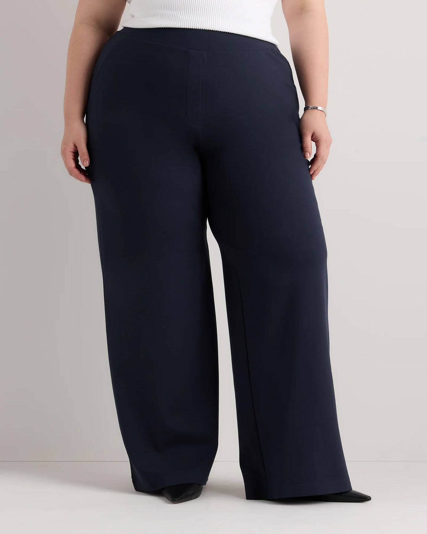Ultra-Stretch Ponte Wide Leg Pants - 1X / Black