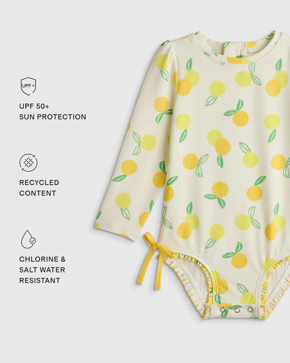 Long Sleeve Tie One-Piece Swimsuit - 2T / Soft Ditsy Floral