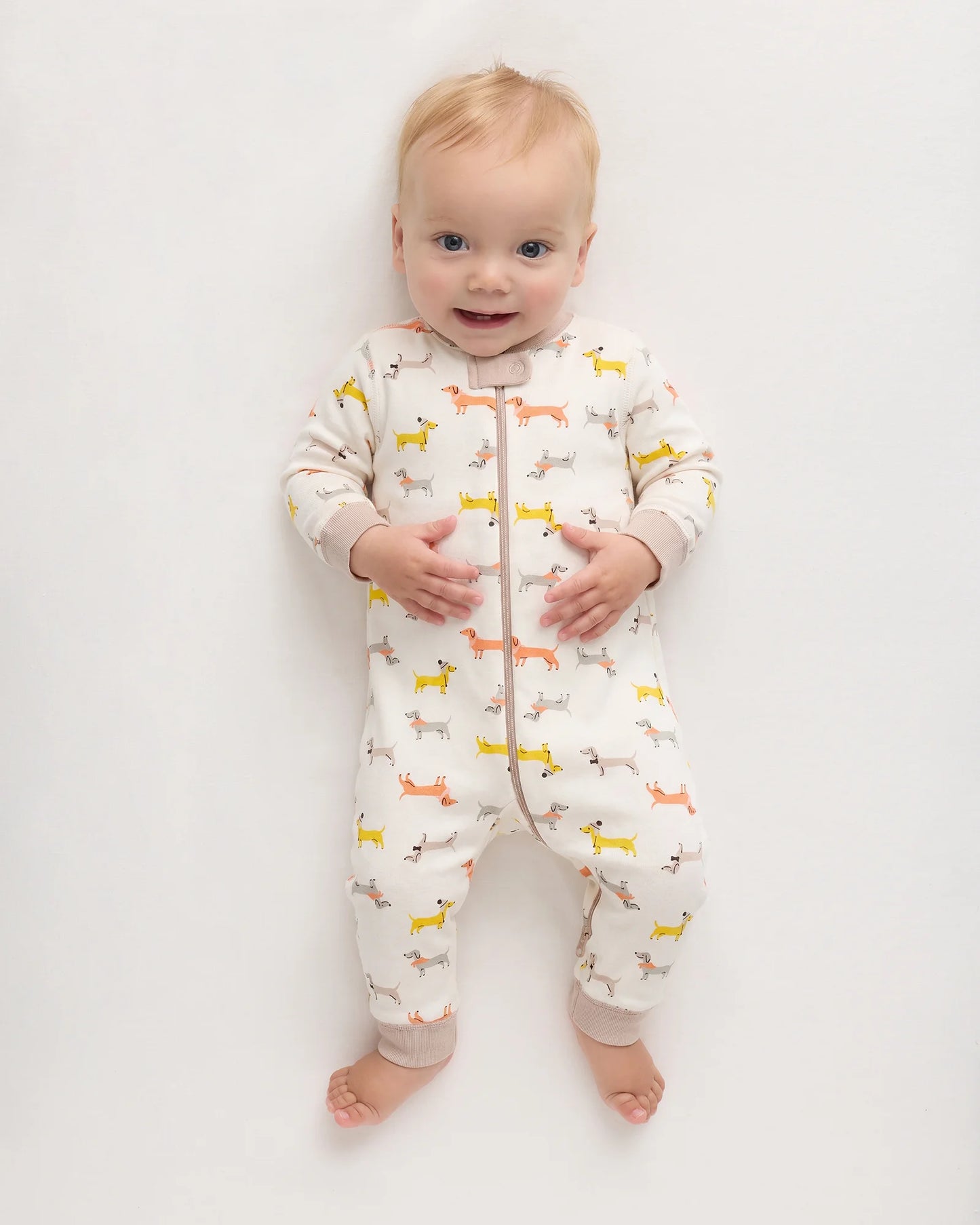 100% Organic Cotton One Piece Pajama - 0-3M / Navy Stripe
