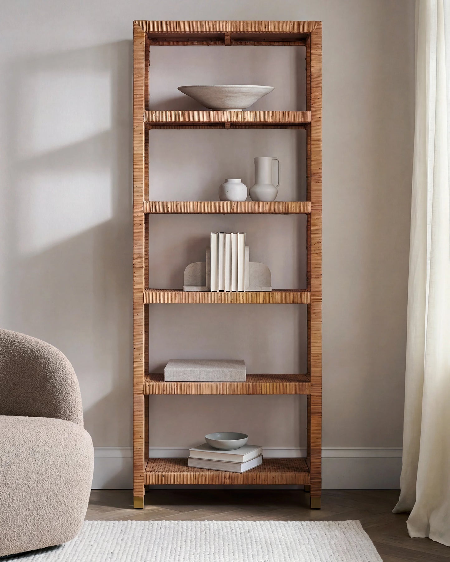 Handwoven Rattan Bookcase - One Size / Natural