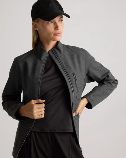 Softshell Fleece-Lined Full-Zip Jacket - XS / Heather Deep Navy