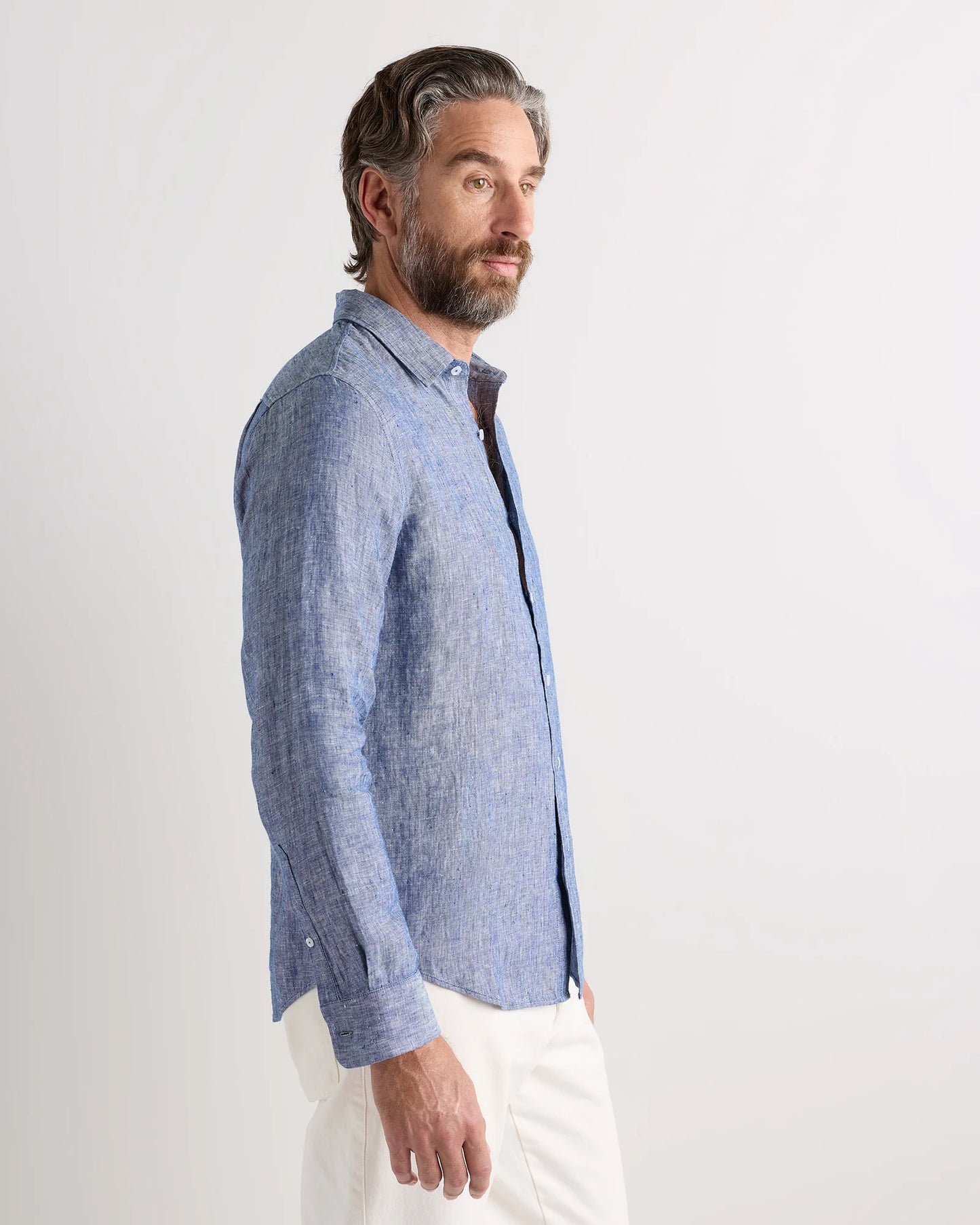 100% European Linen Relaxed Long Sleeve Shirt - XS / Flax