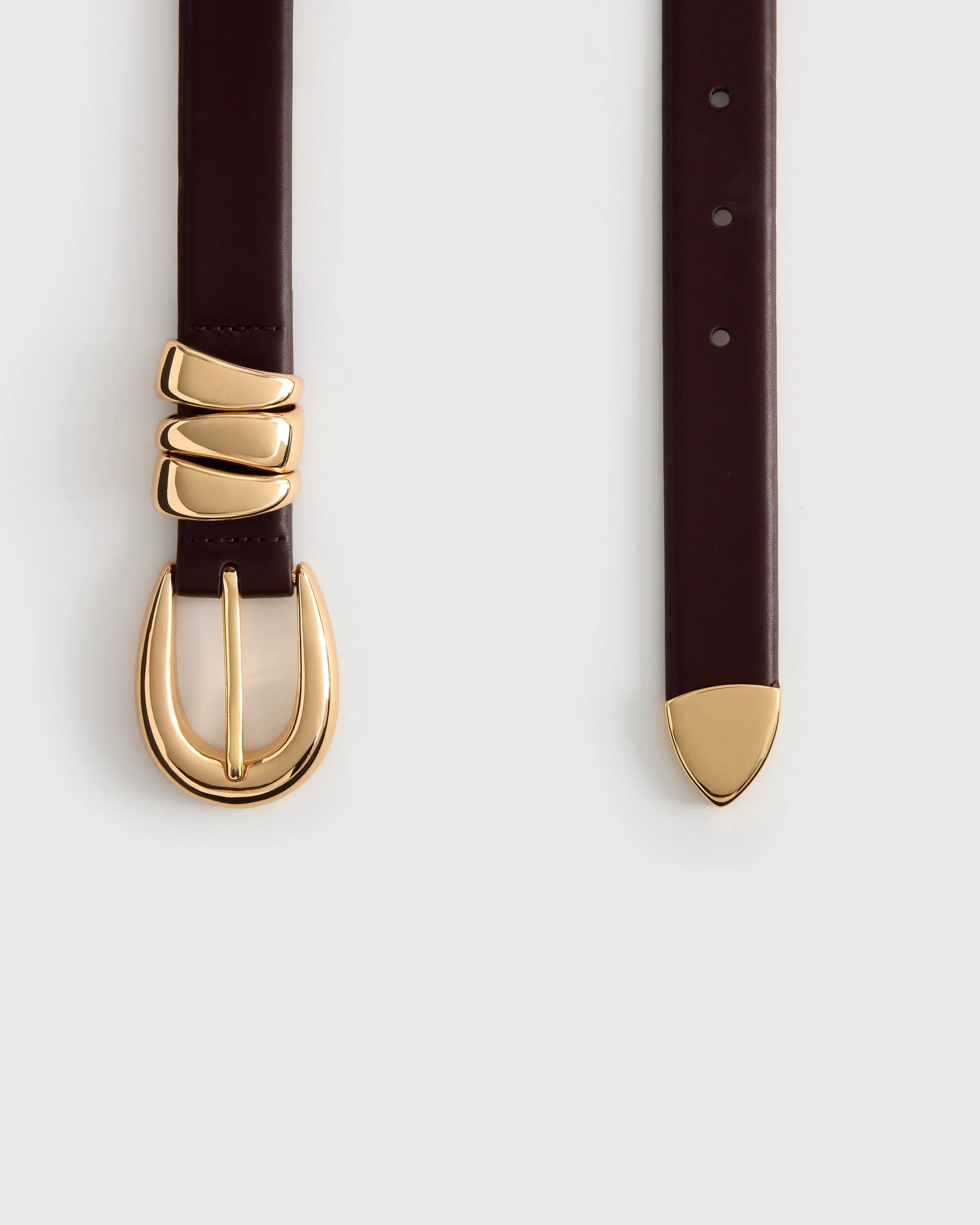 Elissa Triple Keeper European Leather Belt - XS / Black/Gold