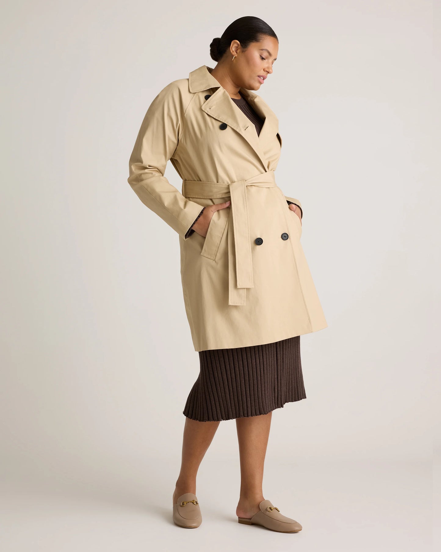 Comfort Stretch Trench Coat - XS / Navy