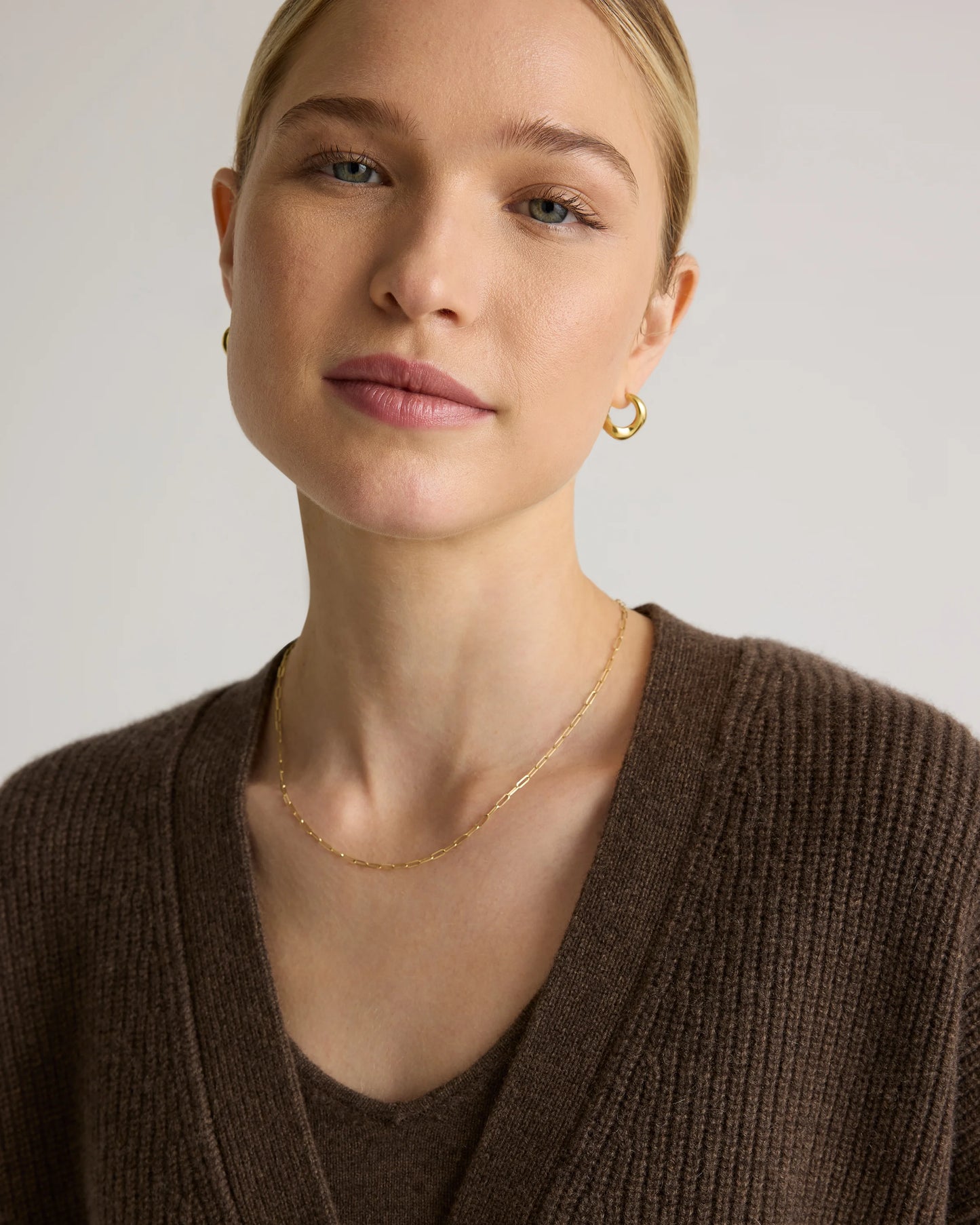 Mongolian Cashmere Fisherman Boxy Cropped Cardigan Sweater - XS / Faded Denim