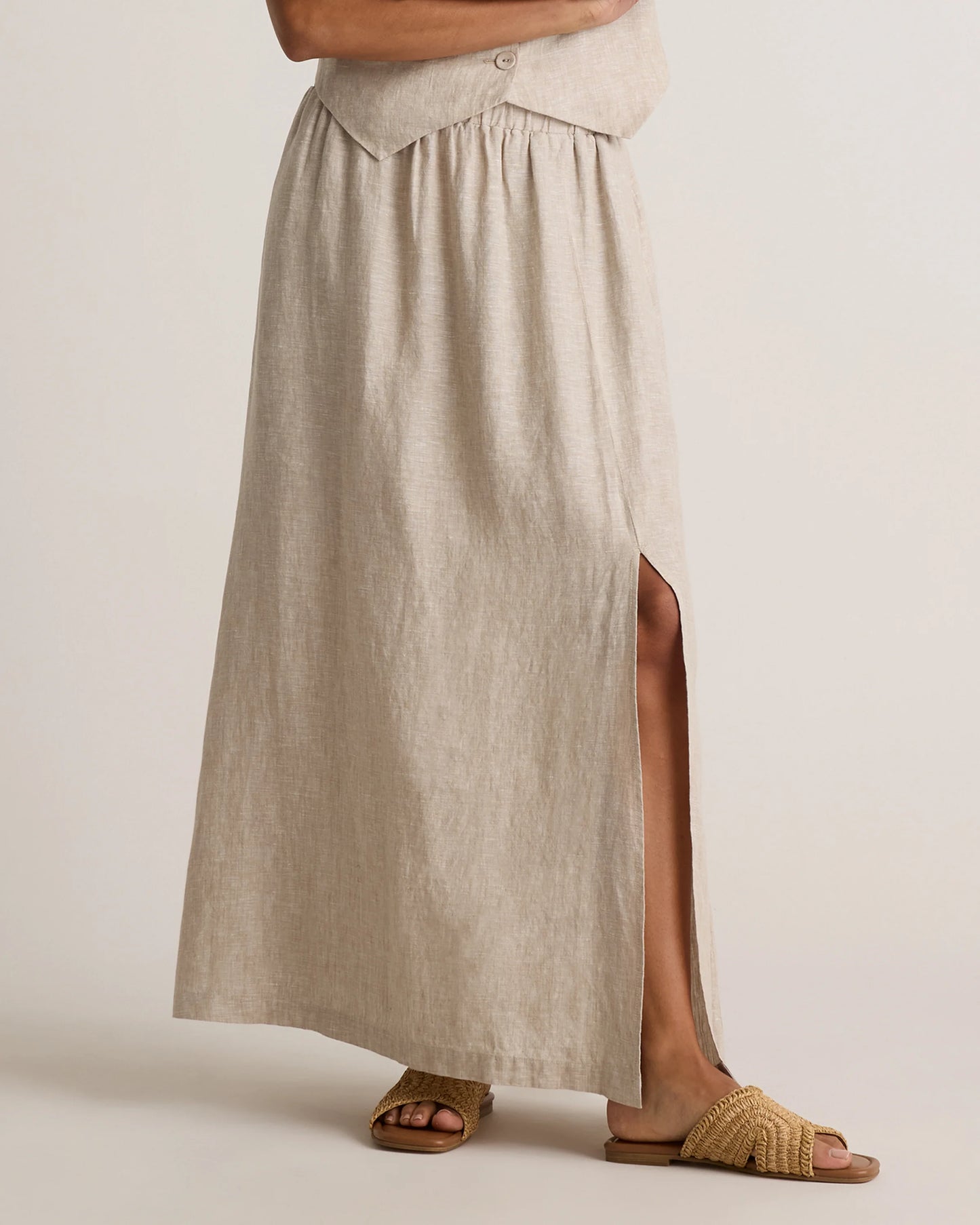 100% European Linen Maxi Skirt - XS / Classic Mini Gingham