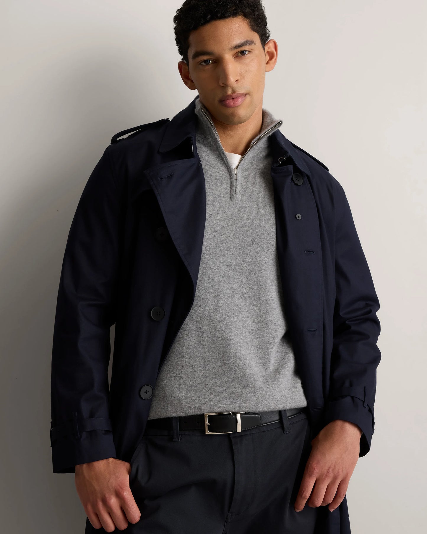 Mongolian Cashmere Quarter Zip Sweater - S / Olive Twist