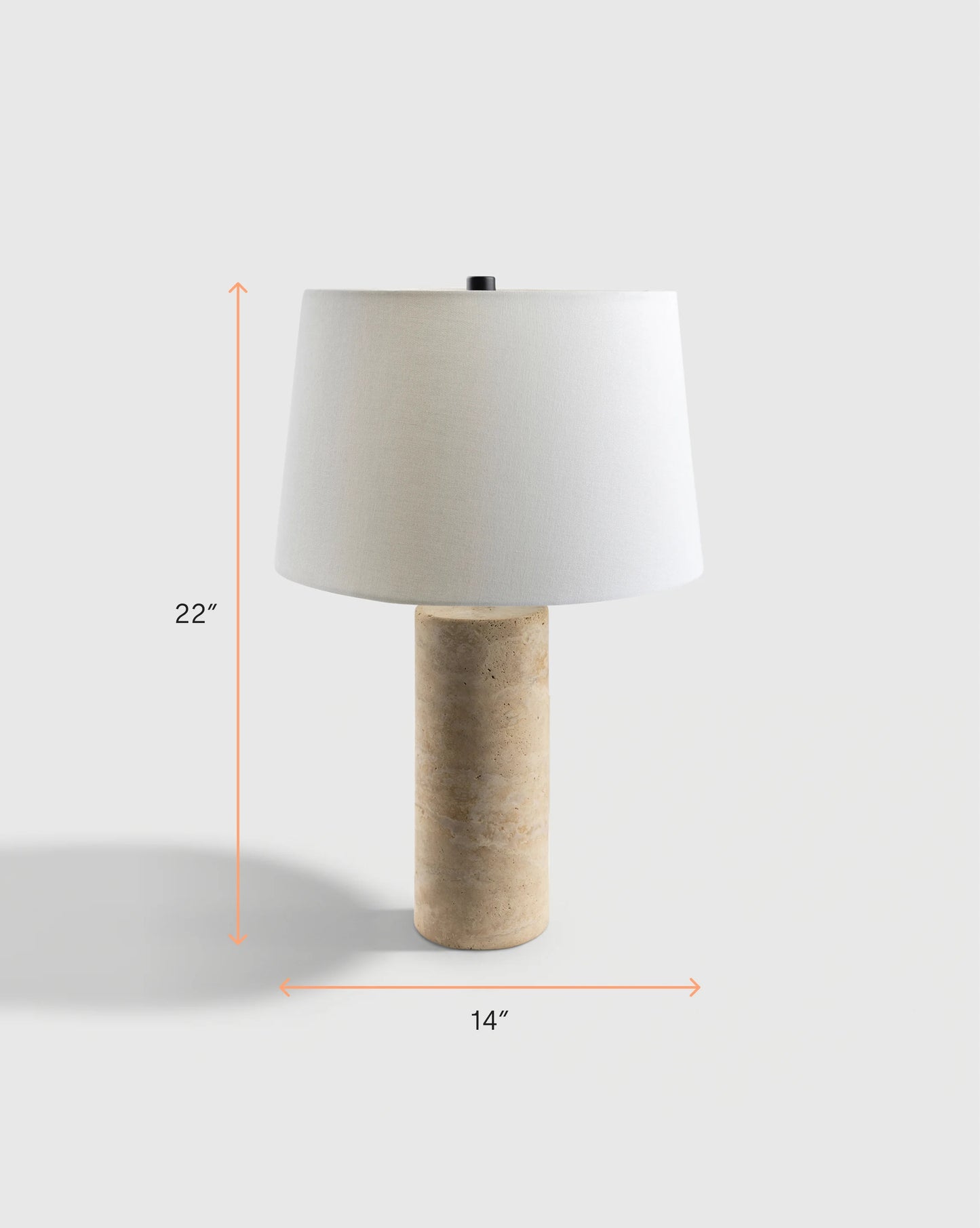Travertine Table Lamp with Drum Shade - Column / Beige