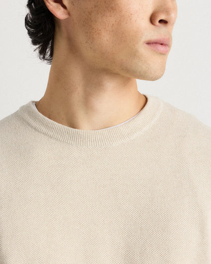 100% Organic Cotton Pique Crewneck Sweater - S / Moonstone Blue