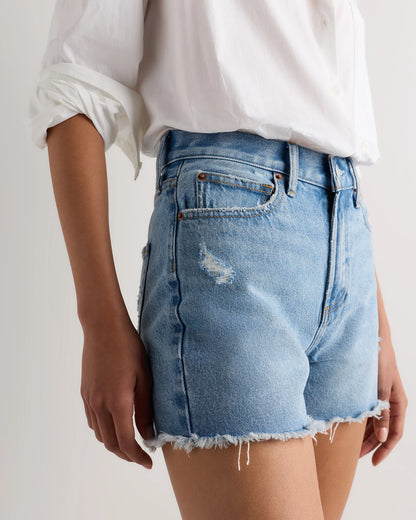 Bella Rigid Cut Off Shorts - 24 / Powder Blue Distressed Fray