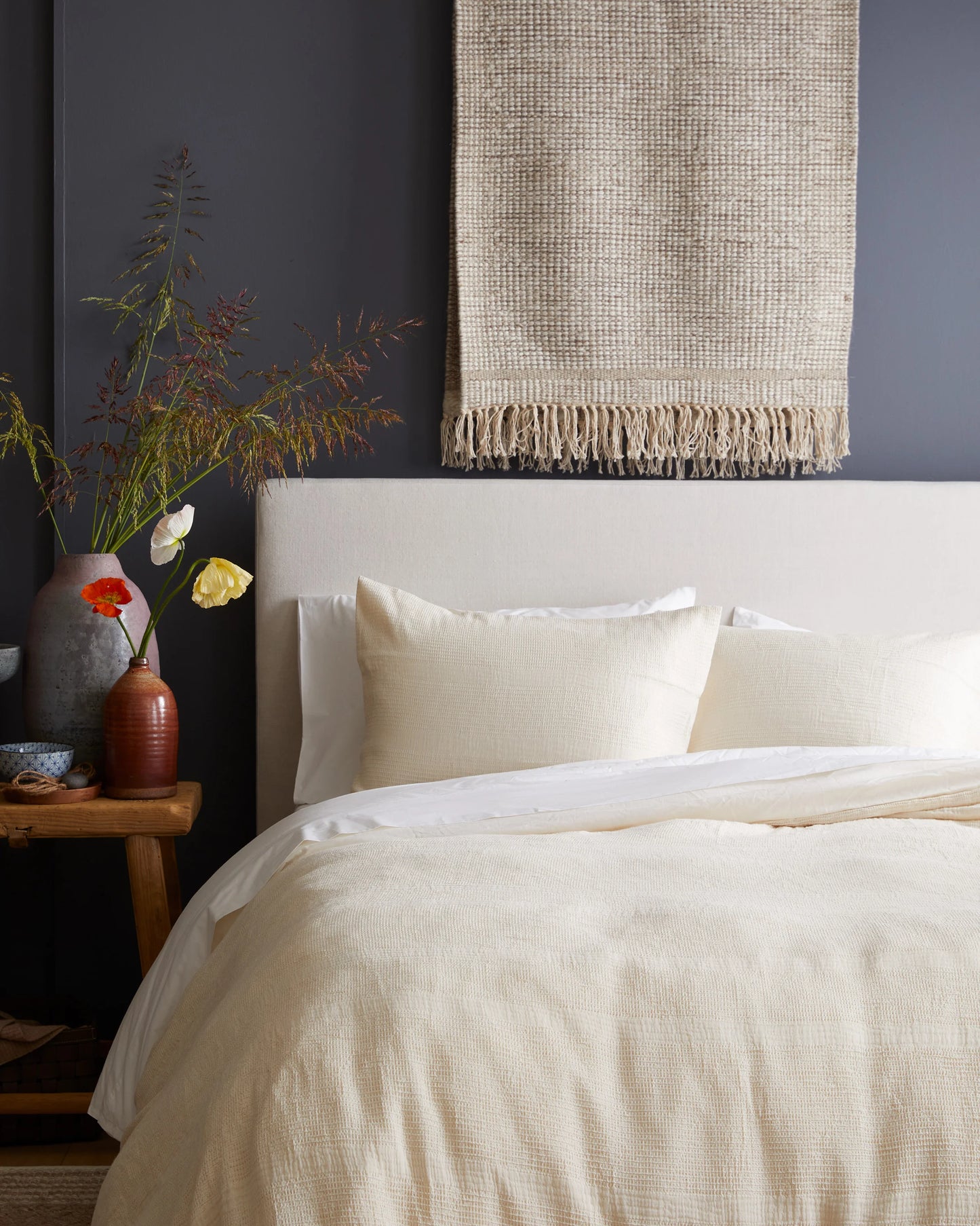 Organic Cotton Waffle Stripe Sham Set - Standard / Sand