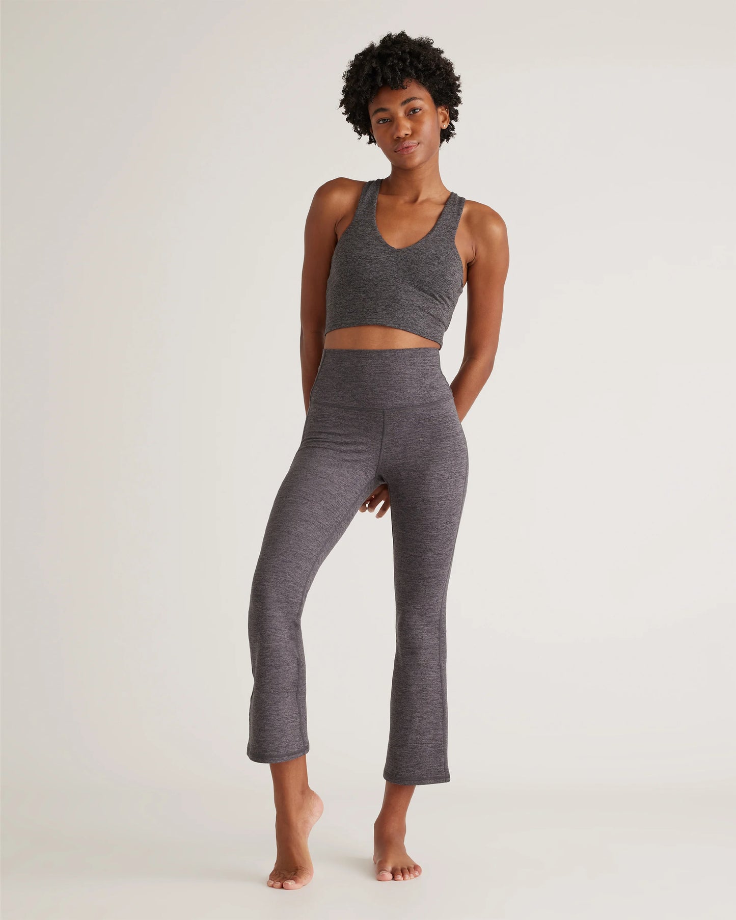 Ultra-Soft Cropped Bootcut Pants - XS / Heather Black