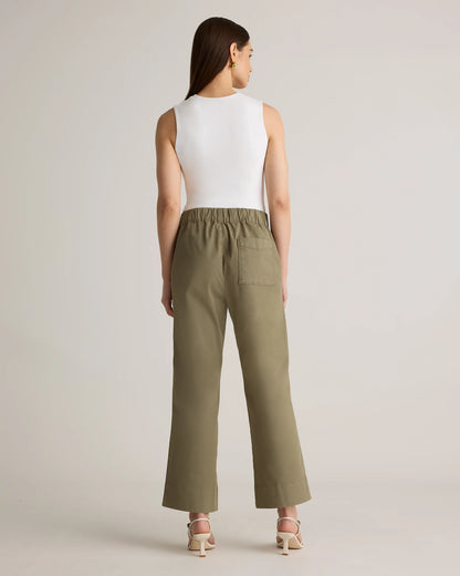 Organic Stretch Cotton Wide Leg Chino Pants - 0 / Olive