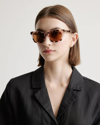Luna Polarized Acetate Sunglasses - Narrow / Tan Tortoise with Brown Lens