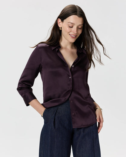 100% Washable Silk Three-Quarter Sleeve Shirt - XS / Vintage Pink