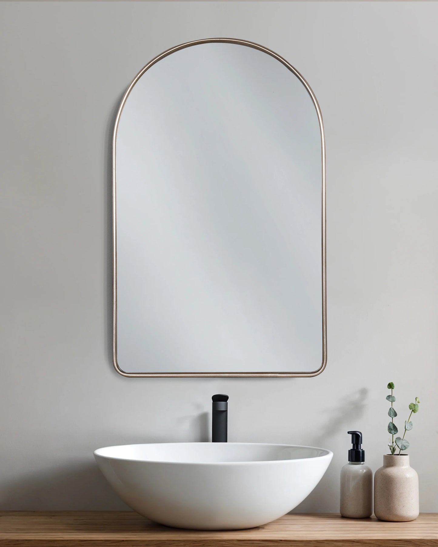 Arched Metal Framed Wall Mirror - One Size / Silver Metal Frame