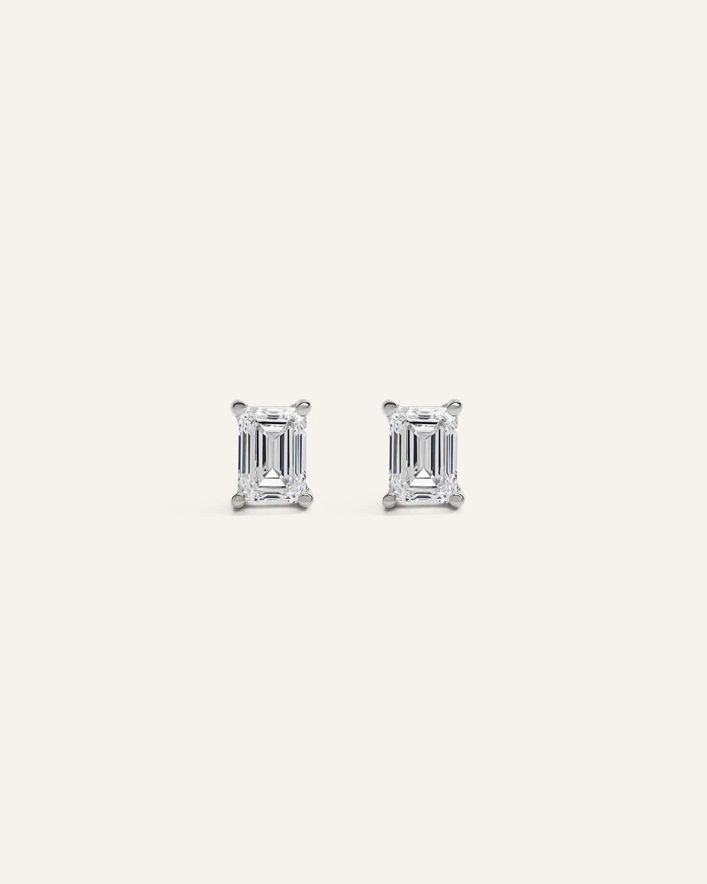 14k Gold Lab Grown Diamond Emerald Solitaire Studs - 1ctw - One Size / Yellow Gold