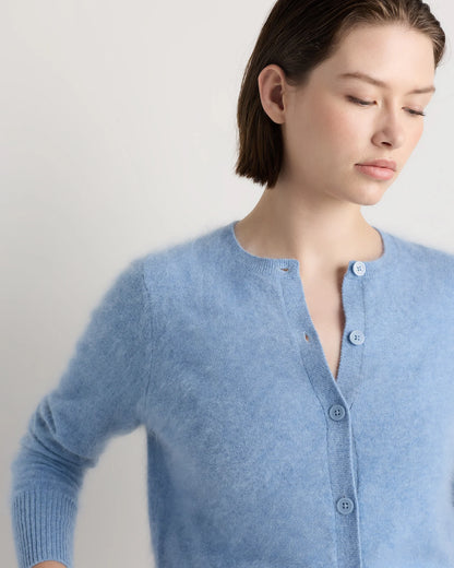 Brushed Cashmere Cropped Crewneck Cardigan - XS / Heather Grey