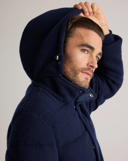 Mongolian Cashmere Puffer Coat - S / True Navy