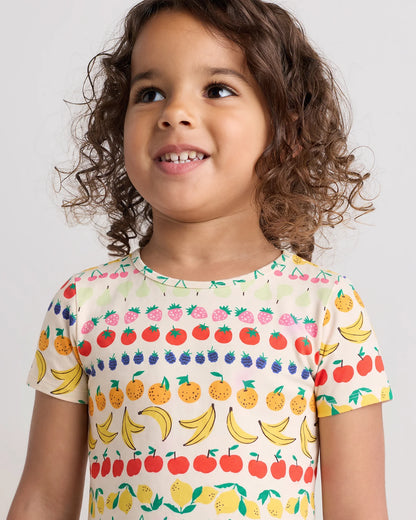Bamboo Short Sleeve and Shorts Pajama Set - 2T / Lavender Hearts