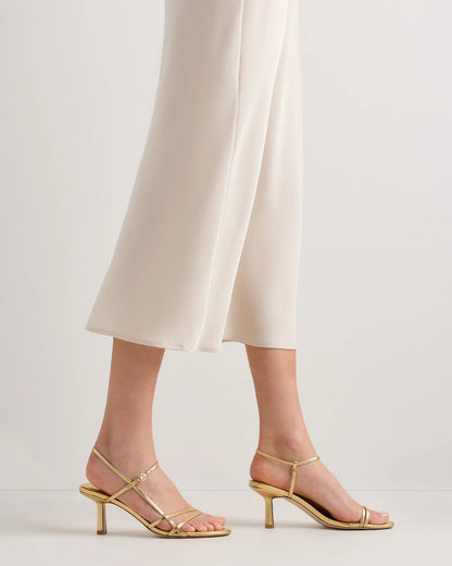 Italian Leather 70mm Strappy Heel - 5 / Metallic Gold