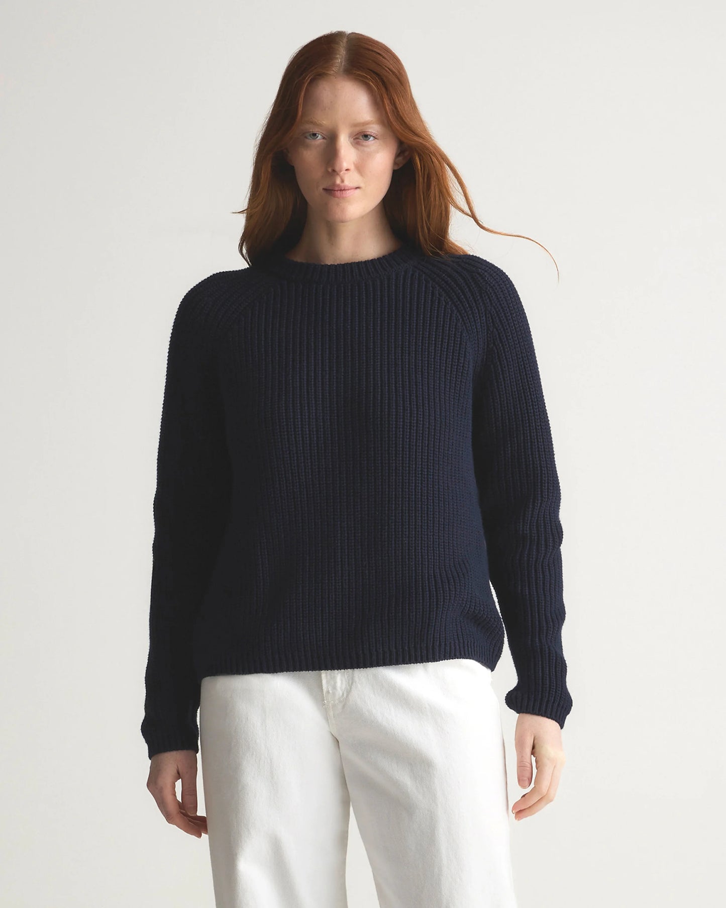 100% Organic Cotton Fisherman Crew Sweater - XS / Sapphire Blue