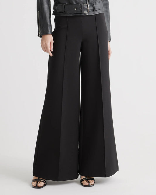 Ultra-Stretch Ponte Super Wide Leg Pants - XS / Black