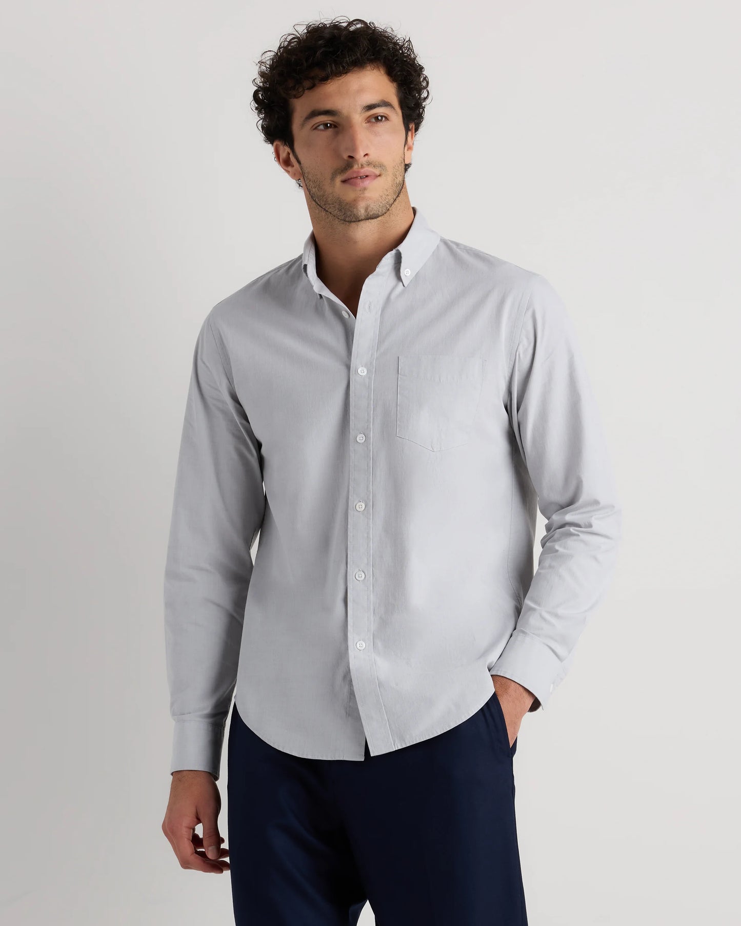 Organic Cotton Stretch Poplin Shirt - S / Grey Gingham