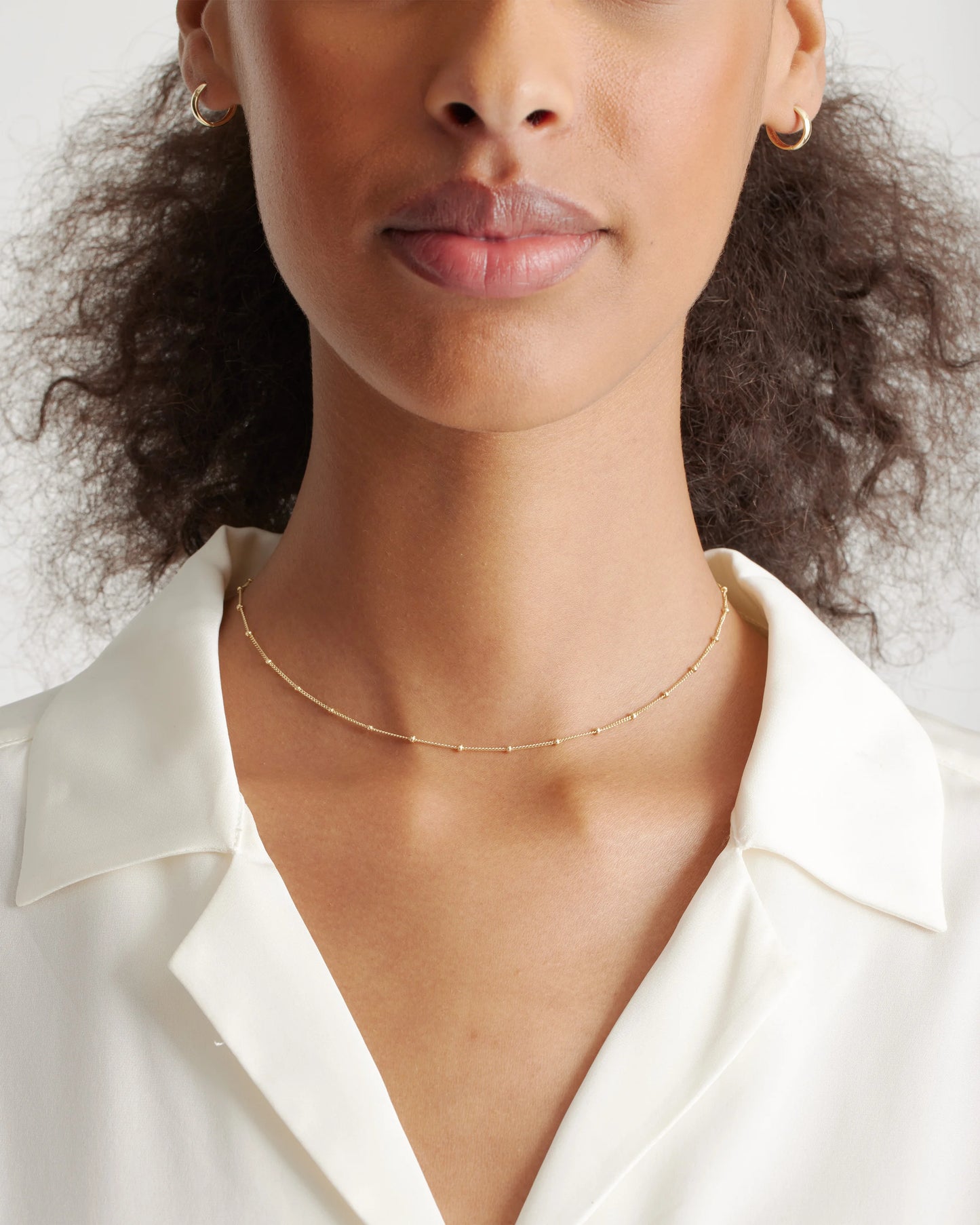 14k Gold Station Bead Choker - One Size / Yellow Gold