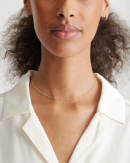 14k Gold Station Bead Choker - One Size / Yellow Gold