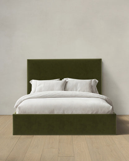 Square Bed in Performance Velvet - Full / Butterscotch