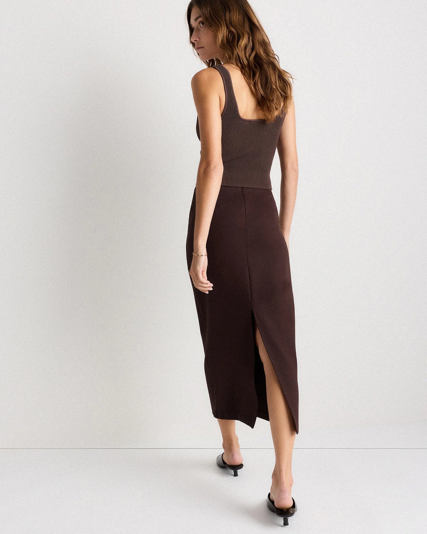 Ultra-Stretch Ponte Maxi Pencil Skirt - XS / Navy
