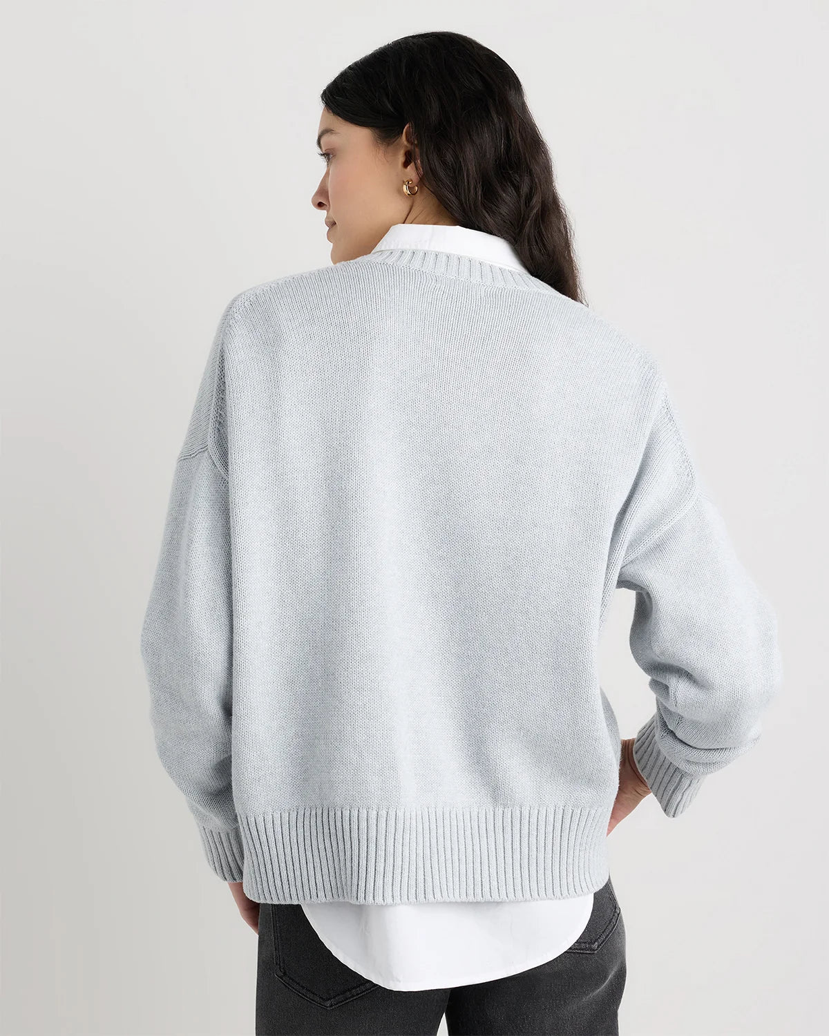100% Organic Cotton Boyfriend Crew Sweater - XS / Speckled Beige